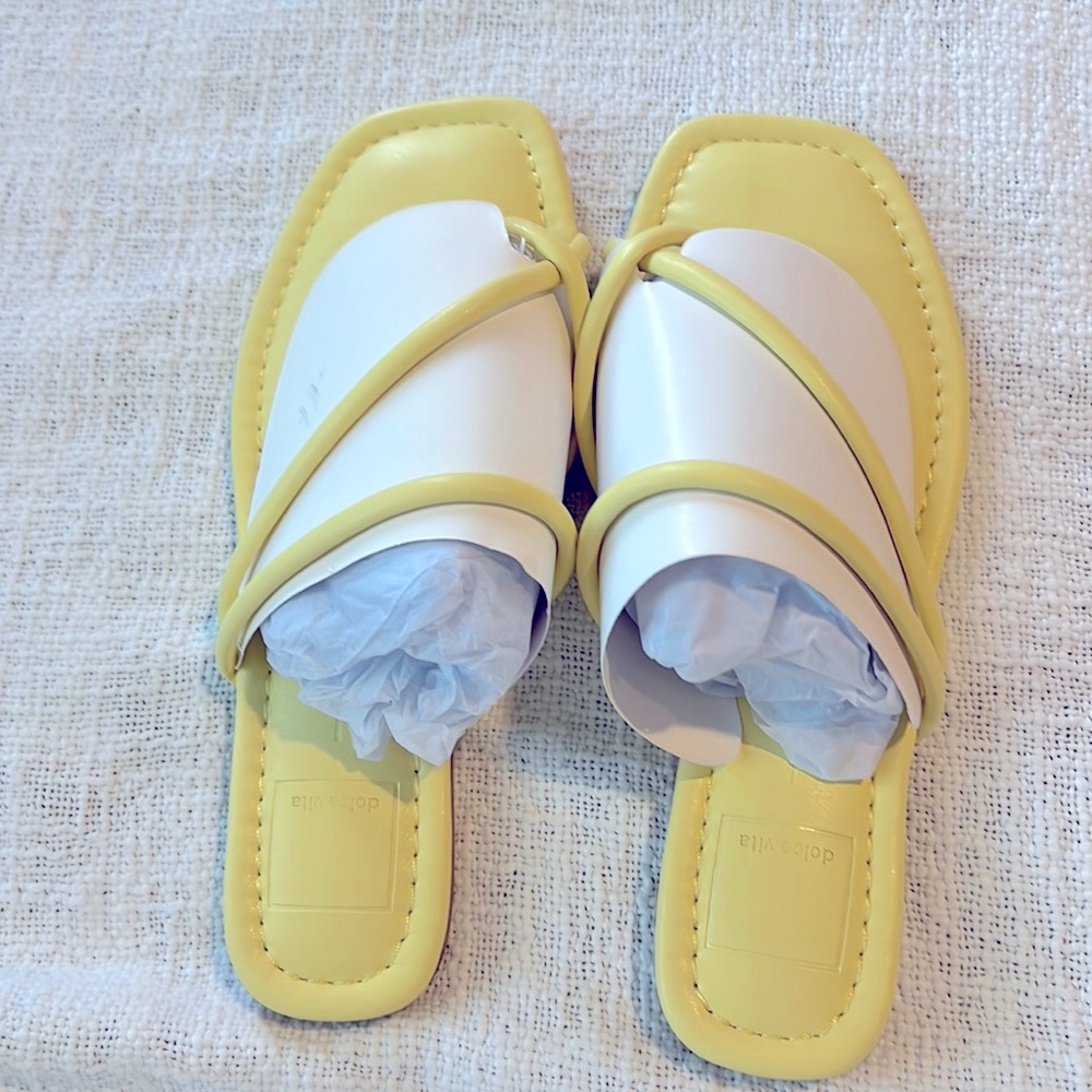 New with tags, never worn, dolce vita sandals, yellow
